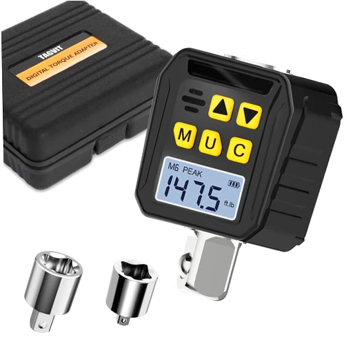 TAGVIT 1/2” Drive Digital Torque Adapter, 7.38-147.5 Ft-lb/10-200 Nm Digital Torque Wrench Converter with 3/8