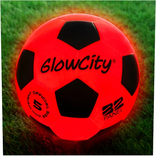 GlowCity Glow in The Dark Soccer Ball | Light Up Indoor/Outdoor Soccer Ball with 2 LED Lights | Pre-Installed Batteries | Fun Gift for Teens
