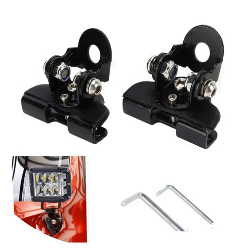 Ijuicy 2 PCS Led Light Bar Mounting Brackets, Adjustable Hood Led Work Light Mount Bracket, Off Road Accessories, Ditch Light Brackets for Off Road Truck (Black)