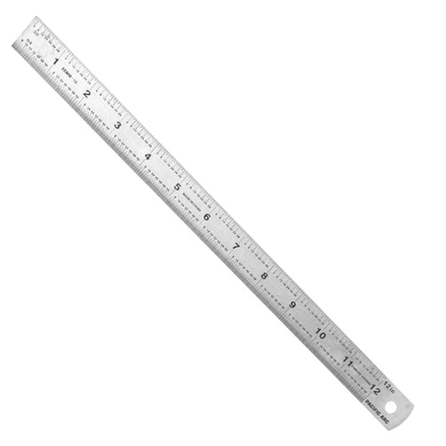 Pacific Arc Stainless Steel Ruler Inch and Metric, with 32nd and 64th Graduations, 12 Inches