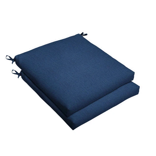 Sorra Home Sunbrella Bristol Square Chair Cushion (Set of 2) - Fade & Water Resistant, Outdoor & Indoor Patio Seat Cushion with Plush Foam - Spectrum Indigo (19
