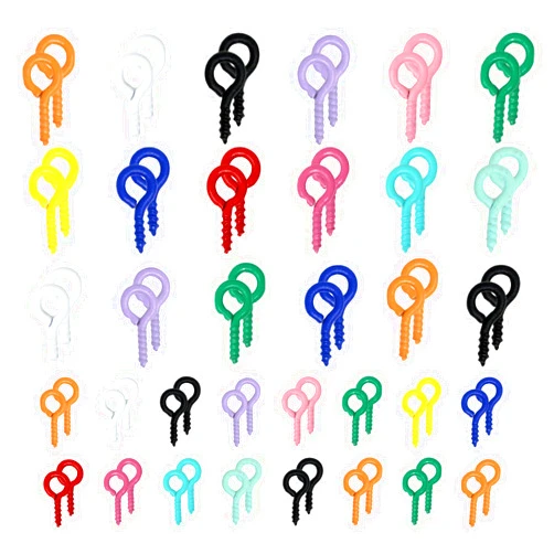 Honbay 600PCS Colorful Screw Eye Pins Mini Eyepins Hooks Tiny Metal Screw Eye Hooks Ornaments Hooks Eyelets Screw Threaded Clasps Hooks Threads Eye Screws for Jewelry Making DIY Art Craft Projects