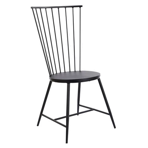 OSP Home Furnishings Bryce Metal Dining Room Chair with Curved Back, Black Finish 23D x 21.25W x 39.5H in