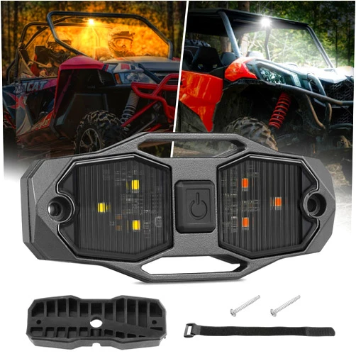 ACEC SHOP UTV Dome Light, Universal Roll Bar Mount Light UTV Interior Dome Light UTV Cab Light Truck Bed Light Roll Cage Light Courtesy Light LED Dome Light for UTV ATV RZR Polaris - White/Amber