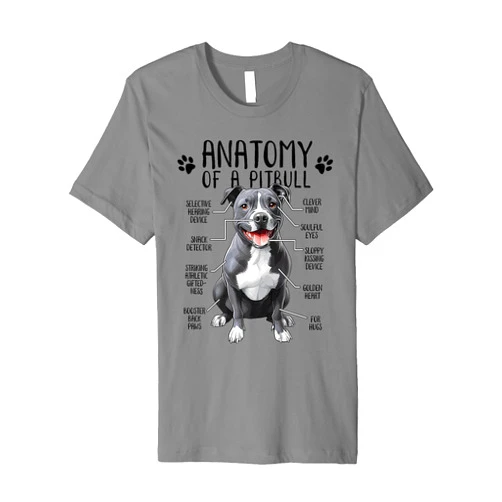 Funny Pitbull Clothing & Co. Funny Anatomy Pitbull Dog Cute Pittie Lover Pit Bull Owner Premium T-Shirt