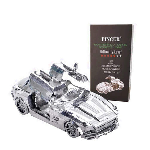 PINCUR 3D Metal Puzzle for Adults Teenagers Age 14+ Butterfly Wings Sports Car Model Assembly Teenagers Toys