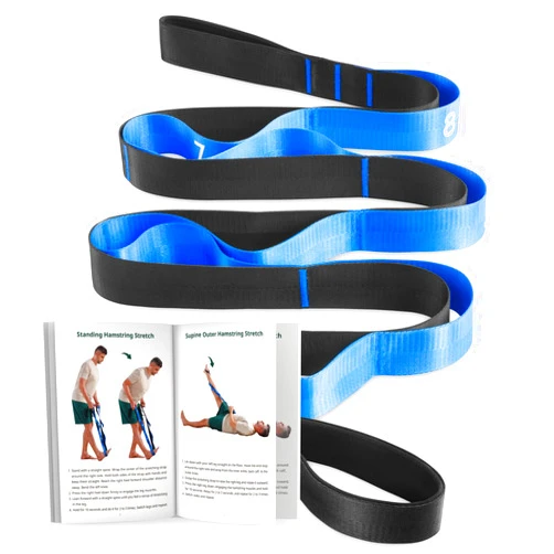Trideer Stretching Straps with Loops, Non-Elastic Yoga Straps for Stretching, Durable Nylon Exercise Bands with Loops for Physical Therapy Flexibility, Yoga,Hamstring Leg Stretcher with Guidance