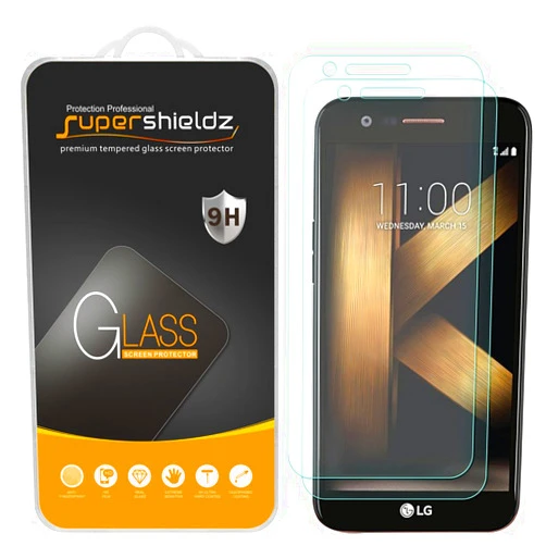 Supershieldz (2 Pack) Designed for LG K10 (2017) Tempered Glass Screen Protector, Anti Scratch, Bubble Free