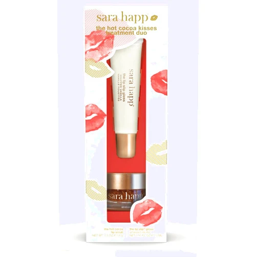 Sara Happ Hot Cocoa Kisses Treatment Duo, Lip Scrub & Gloss, Unisex Exfoliating Set, 2 Count, Lip Care & Conditioning, for Lips