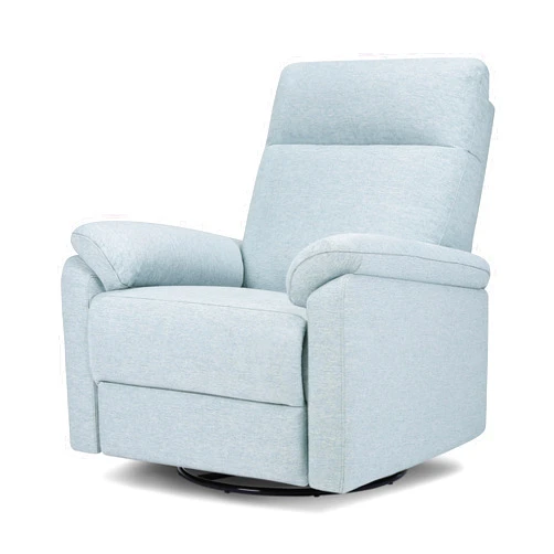 DaVinci Suzy Electronic Swivel Recliner with USB Port in Heathered Blue, GREENGUARD Gold & CertiPUR-US® Certified