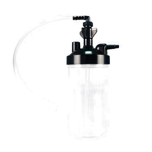 Generic Oxygen Humidifier Bottle for 1 pk & Right Angle Bottle Elbow & 12'' Adapter Tubing -Lightweight Portable Plastic
