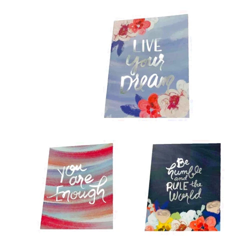 Meggan's Warehouse Carolina Pad Studio C Deluxe 3 Folder Set, The Silver Lining Collection (Live Your Dream, You are Enough, Be Humble and Rule The World)