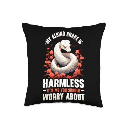 Albino Snake Phyton SteMi Apparel Ball Phyton Boa Venomous Serpent Albino Snake Throw Pillow, 16x16, Multicolor