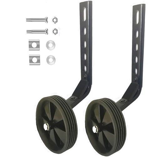 Gugou Adjustable Bicycle Training Wheels Heavy Duty Rear with Stabilizers Mounted Kit for Kids Boy Girls Suitable for 12 14 16 18 20 inch Children's Single Speed Bikes (Black)