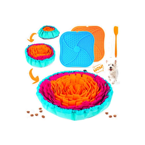 KIPRITII Dog Feeding Set with Snuffle Mat & Lick Mat for Dogs – Slow Feeder & Interactive Toys to Keep Dogs Busy and Reduce Anxiety from Boredom