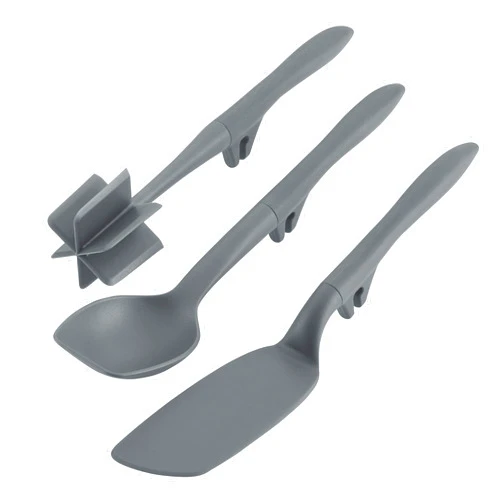 Rachael Ray Tools and Gadgets Lazy Crush & Chop, Flexi Turner, and Scraping Spoon Set / Cooking Utensils - 3 Piece, Gray