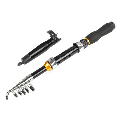 Wrenmor Telescopic Carbon Fishing Rod Portable Lightweight Travel Pole For Anglers With Smooth Bearings Black 1.5M(1.5M Black)