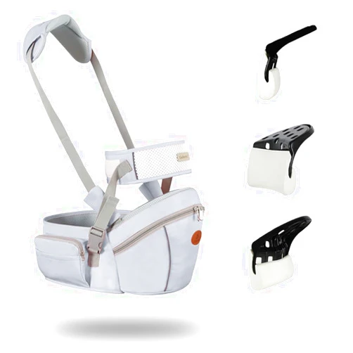 HHOCN Baby Hip Seat Carrier Baby Waist Stool for Child Infant Toddler with Adjustable Strap Buckle Pocket Soft Inner Huge Storage (Grey)