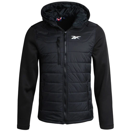 Reebok Men's Jacket - Quilted Puffer Bomber Jacket with Fleece and Tricot Sleeves - Hooded Outdoor Jackets for Men (L-XL)