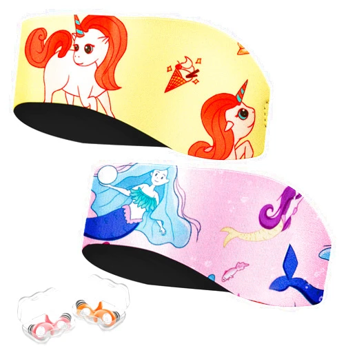 YUHENGLE Swimming Headband Set - 2 Pairs Waterproof Ear Plugs & Adjustable Swim Band, Keeps Water Out for Surfing, Diving, Pool, and Water Activities