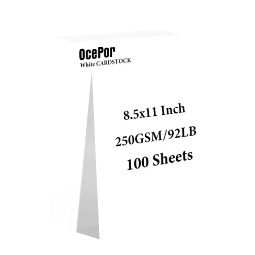 OcePor 100 Sheets White Cardstock 8.5” x 11”, 92lb/250gsm Card Stock, Thick Card Stock Paper, Heavy Cardstock Paper for Printer, Resume, Scrapbooks, Art, Crafts, Business Cards