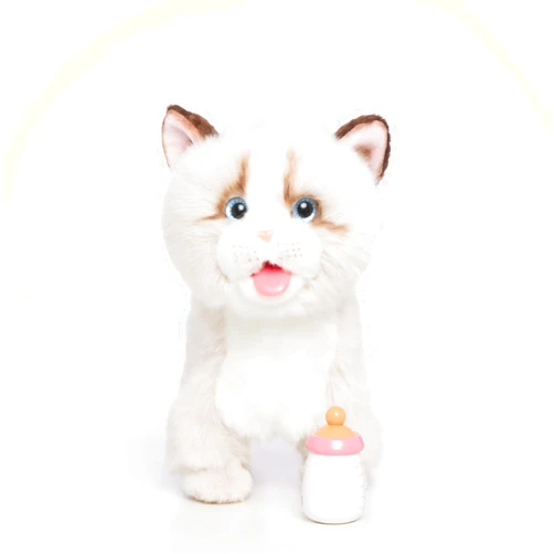 CU-MATE Interactive Pet Ragdoll Cat,Electric Plush Toy Cat,Robot Stuffed Cat with Walking/Nodding/Tail Wagging/Barking/Drinking Milk, Gift for Girls Boys