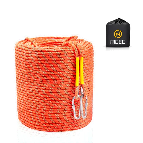 Nice C Climbing Rope, Rescue Rope, Construction Rope, Rock Climbing Rope, Static 10mm 32ft/64ft/96ft/160ft/230ft/500ft/985ft/1000ft with Carry Bag (Orange, 50M(160ft))