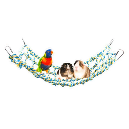 Dnoifne Colorful Bird Rope Net, Rat Climbing Rope Net, Pet Hanging Hammock, Bird Ladder Rope Bridge, Small Animal Rope Net Toy, Cage Decor Accessories for Rat Hamster Bird Ferret