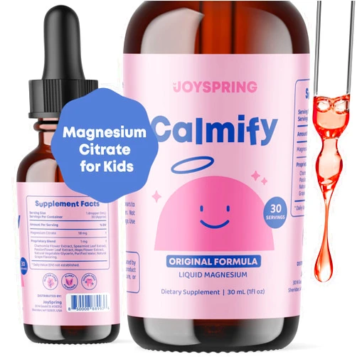 JoySpring Magnesium Citrate Liquid - Magnesium Supplements for Kids - Sugar & Gluten Free Liquid Magnesium for Toddlers with Chamomile, Passion Flower Supplement - Magnesium Calm for Kids & Adults - 30 Servings