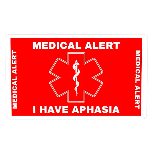 Generic Aphasia Medical Alert Card (3, Red)
