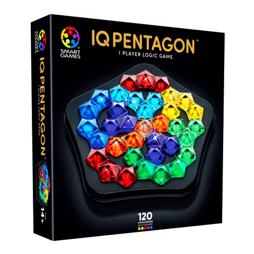 SmartGames IQ Deluxe: Pentagon - The New IQ Series from Featuring 120 Challenges in a Deluxe Travel Case for Ages 14 - Adult