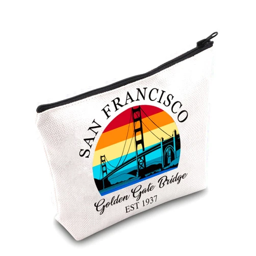 TSOTMO Golden Gate Bridge Zipper Cosmetic Bag San Francisco Gift Bridge Gift San Francisco Travel Accessories Bag For Traveler (San Francisco)