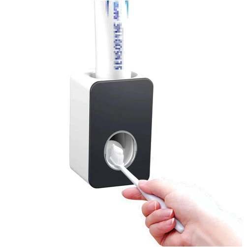 VICKSONGS Automatic Toothpaste Dispenser Wall Mounted, Toothpaste Dispenser Countertop,Toothpaste Squeezer for Family & Kids (Black)