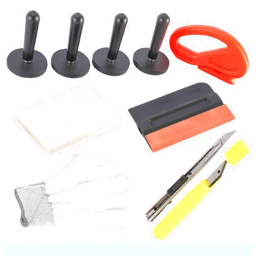 NovelBee Car Vinyl Film Wrap Tool Kit Window Tint Applicattion Tools with Felt Squeegee,Wool Squeegee,Magnet Holders,Vinyl Cutters,Retractable Knife and Blades