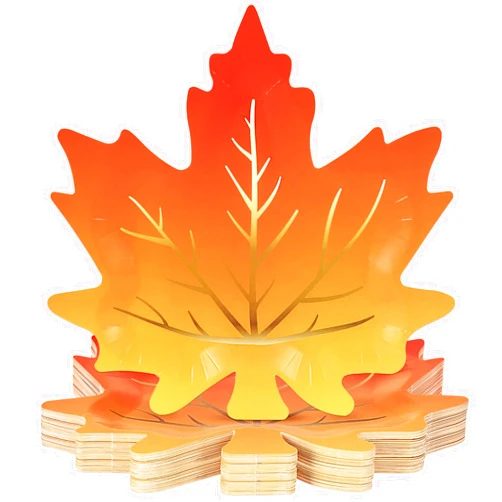 Whaline 30Pcs Fall Thanksgiving Paper Plates Maple Leaves Shaped Disposable Plates Gold Foil Autumn Leaves Harvest Plates for Wedding Event Holiday Dinner Tableware Supplies Decor