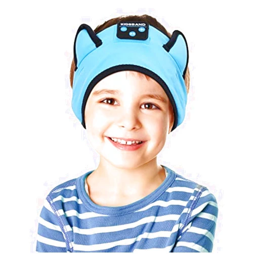 KIDSBAND Kids Headphones Bluetooth Headband Adjustable, Wireless Sleep Headphones for Kids with Wired Playback 3.5 MM Jack for Teens/Boys/Girls/Smartphones/School/Kindle/Airplane Travel/Plane/Tablet