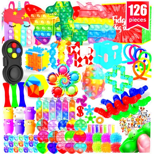 VNAMO Fidget Toys, 126 Pack Party Favors for Kids 8-12 4-8, Sensory Toys Bulk Autism Autistic, Treasure Box Toys for Classroom, Stocking Stuffers, Goodie Bag Stuffers, Christmas Birthday Gifts Prizes