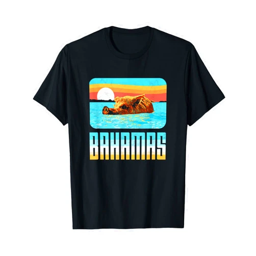 Surf Dawg Vintage Beach Threads Retro Bahamas Swimming Pig Funny Vintage Feral Hog Beach T-Shirt for Men Women Kids