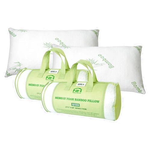 iMounTEK Bamboo Rayon Breathable Memory Foam Pillow with Washable Pillowcase, Premium Pillows for Sleeping – Back/Stomach/Side Sleeper, Bamboo Cooling Bed Pillows (Queen Size) (2-Pack)
