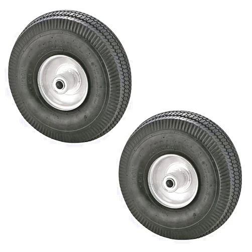 Rocky Mountain Goods Rocky Mountain Dolly Wheel 4.10/3.50-4” - Heavy Duty Replacement Tire/Rim for Hand Truck, Cart, Dolly, Garden Cart - 2.25” Offset Hub with Pneumatic 5/8” Ball Bearing - Sawtooth Tread - 400 lb (2)