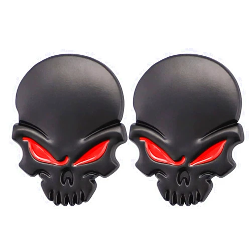 UPAUTO 2Pcs Skeleton Skull Logo Devil Emblem Badge 3D Metal Decals Stickers Decoration for Cars Trucks Motorcycle Mobile Phone Computer Laptop (Black)