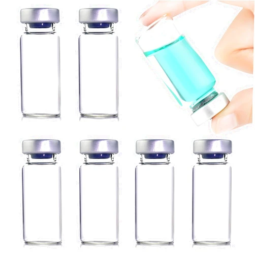 Knixxo 50 Pack 10ml Sealed Sample Vials, Transparent Glass Vials with Self Healing Injection Port (50, 10ML)