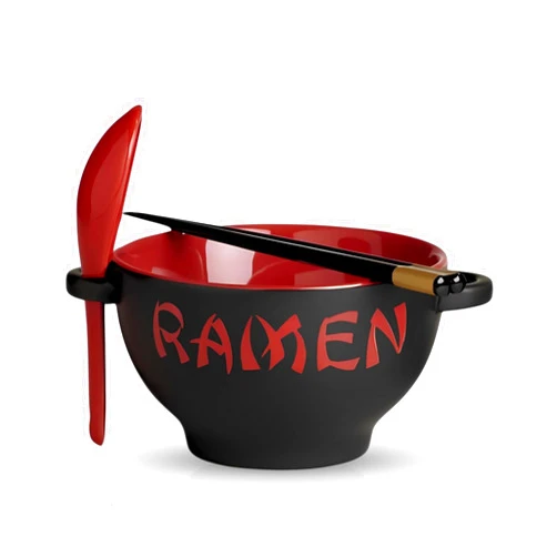 Goodscious Ceramic Ramen Bowl Set with Chopsticks and Spoon - Microwavable Noodle Bowl Ramen Gift Set - Japanese Bowls for Instant Noodles, Pho, Udon Noodles, Miso Soup - Microwave & Dishwasher Safe (Red, 21 oz)