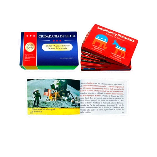 US Citizen Prep US Citizenship Test Flashcards & Study Guide Combo Set (Español/Inglés); Ciudadanía Americana: Tarjetas y Guía de Estudio de Bolsillo, 100 preguntas cívicas del USCIS, Tarjetas Grandes, Recursos Extra
