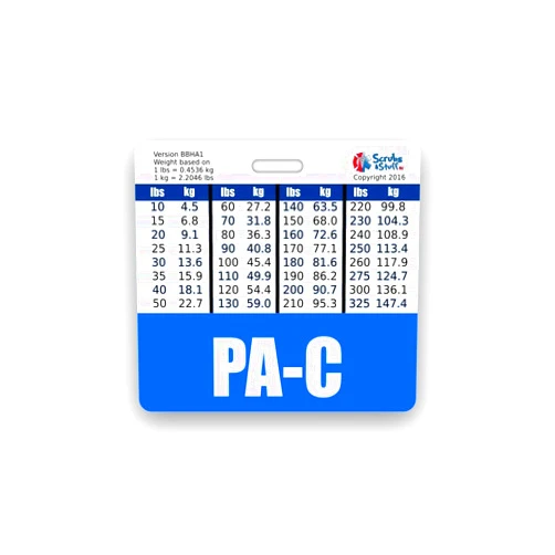 Scrubs and Stuff LLC PA-C Badge Buddy Horizontal w/Height & Weight Conversion Charts (Standard, Blue)