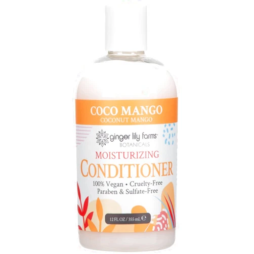 Ginger Lily Farms Botanicals Moisturizing Conditioner for Dry Hair, Coco Mango, 100% Vegan & Cruelty-Free, Coconut Mango Scent, 12 Fl Oz