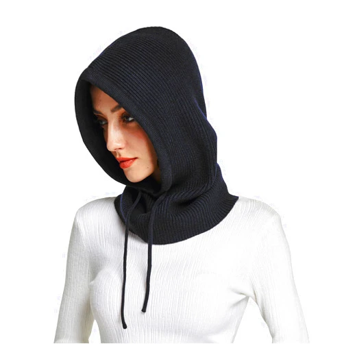 Facecozy Winter Hats for Women, Wool Blend Hooded Scarf Hat for Women Balaclava Knit Skull Cap Beanie Hat Men Neck Gaiters