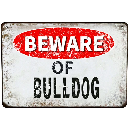 Kexle Beware of Bulldog vintage Metal Tin Sign Retro Funny Tin Sign For Wall Decor—8