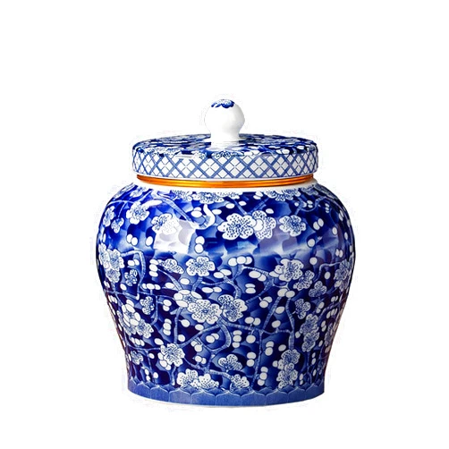 Generic Medium Blue and White Ceramic Urn for Adult Male Ashes - Decorative Memorial Urn for Sharing and Honoring Loved Ones - Suitable for Partially Cremated Remains