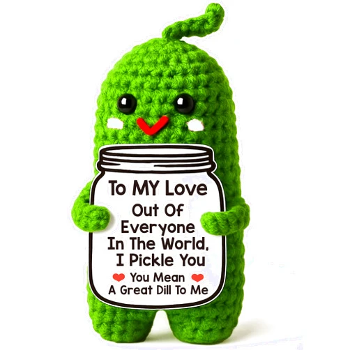 MAMAGIFTREE I Love You Gifts for Her Him Christmas Birthday Gifts for Boyfriend Girlfriend Stocking Stuffers,To My Love Wedding Anniversary Romantic Gifts for Women Men Valentines Day Gift Handmade Crochet Pickle